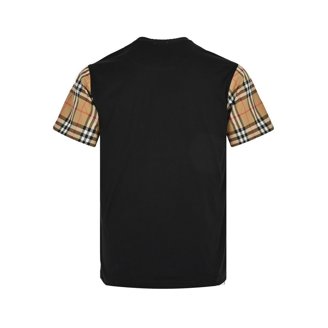 Burberry classic plaid sleeve splicing short sleeves