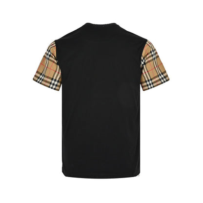 Burberry classic plaid sleeve splicing short sleeves