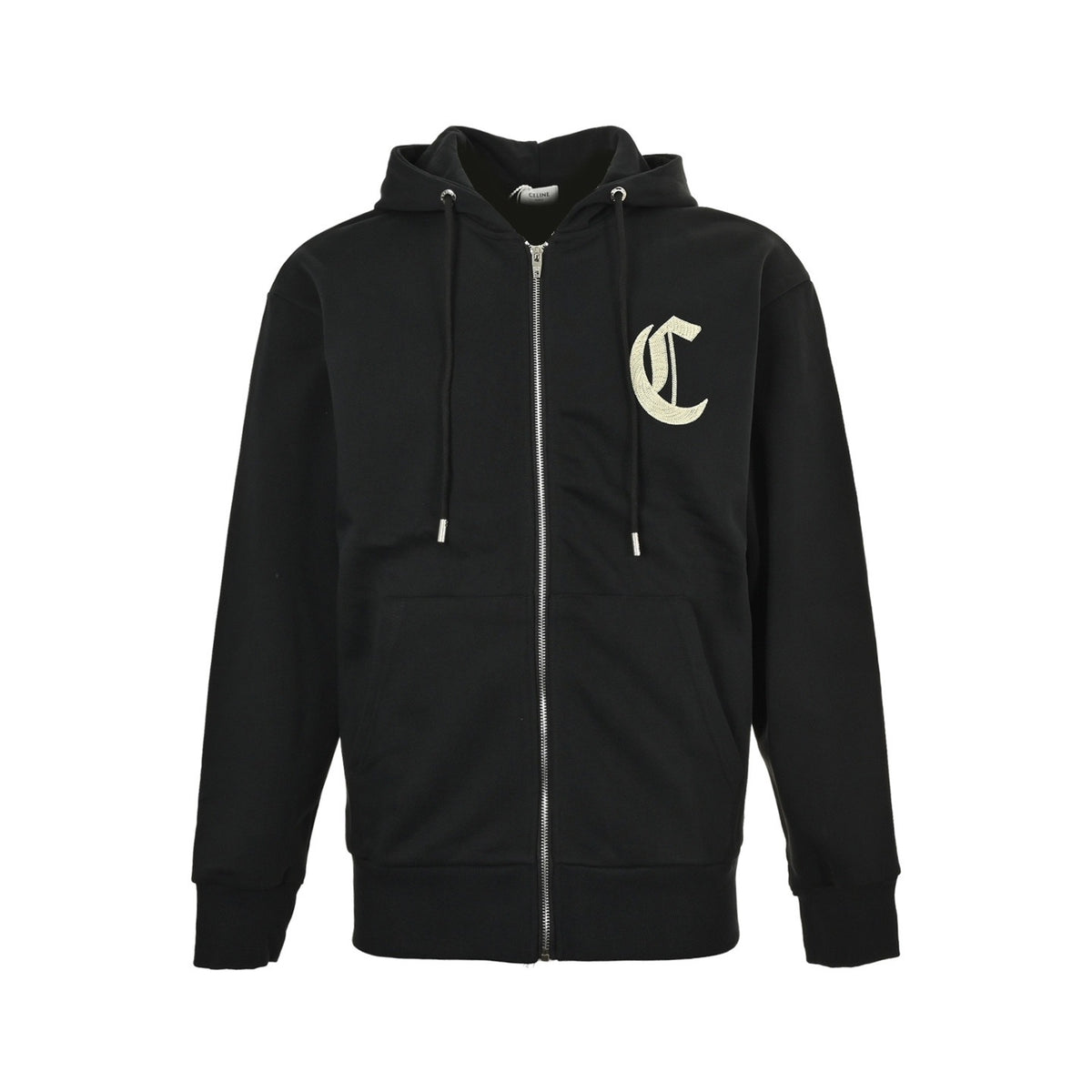 Celine 25Fw Gothic letter embroidered zipper hooded jacket