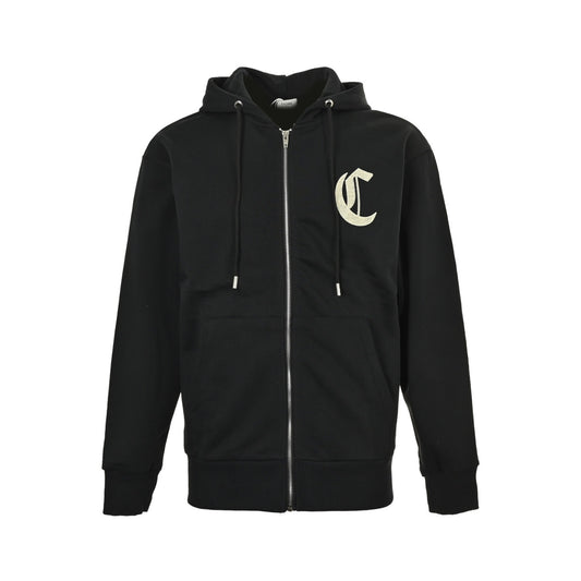 Celine 25Fw Gothic letter embroidered zipper hooded jacket