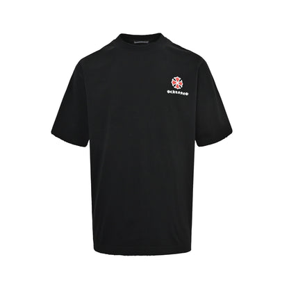 Chrome Hearts/Chrome Heart Sanskrit cross patch embroidered short sleeves