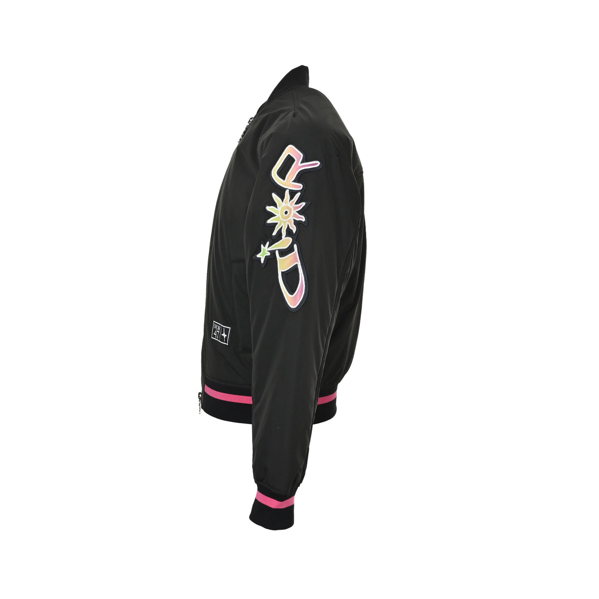 Dior No. 47 neon pink embroidered baseball jacket