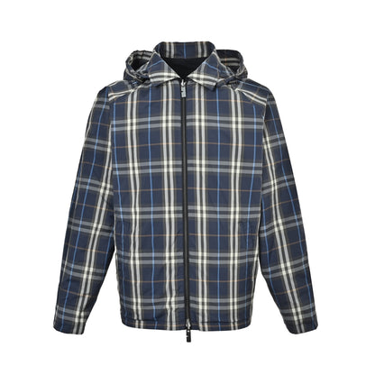 Burberry iron label plaid reversible hooded jacket