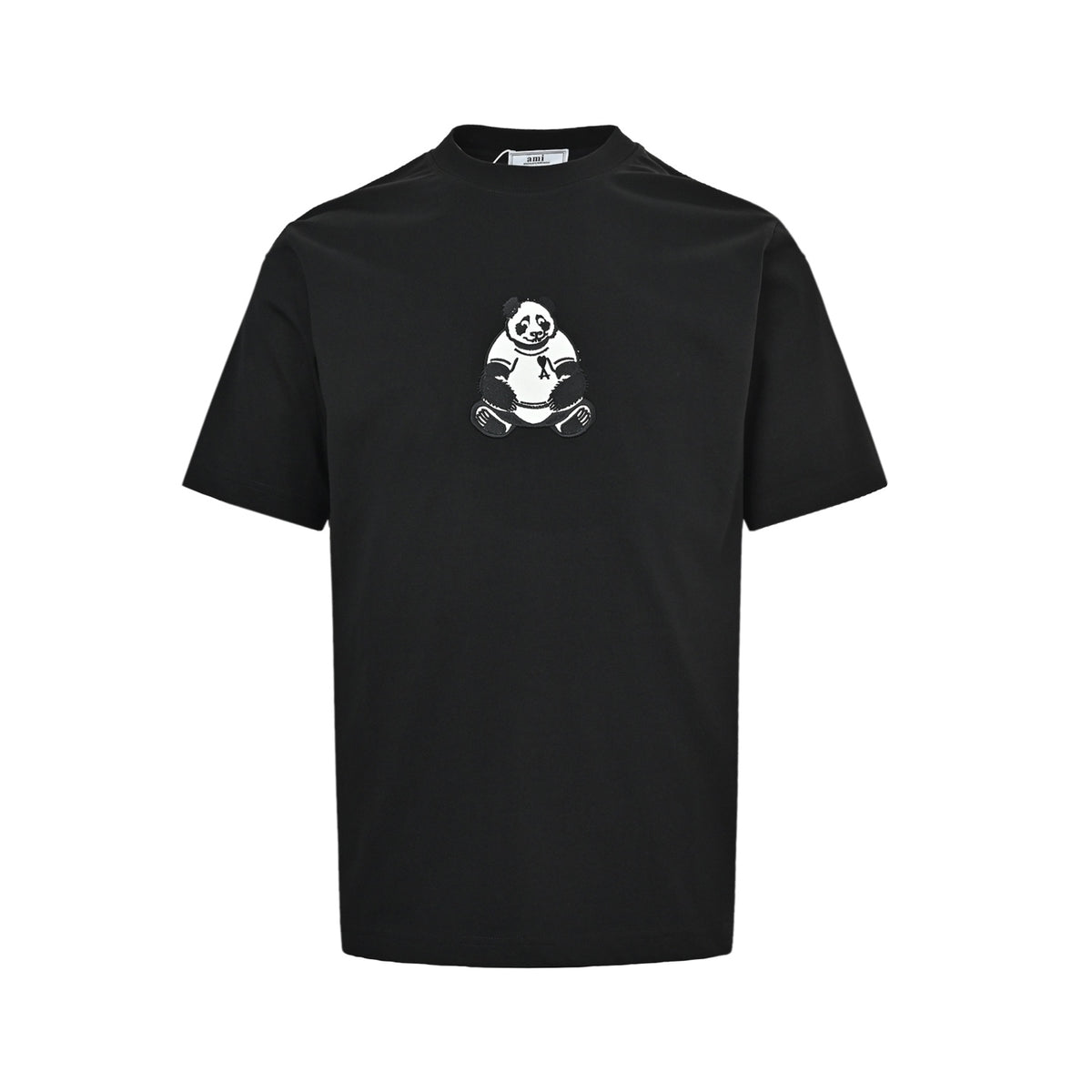 Ami Paris 26ss panda pattern embroidered short sleeves