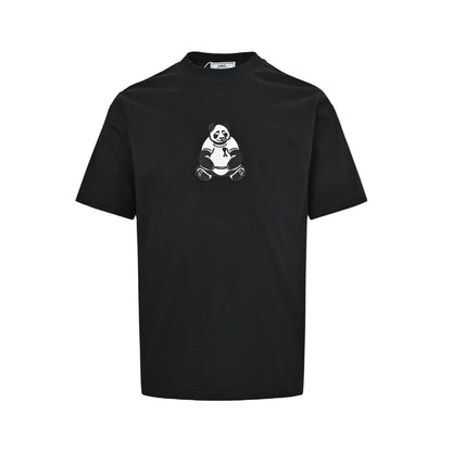 Ami Paris 26ss panda pattern embroidered short sleeves