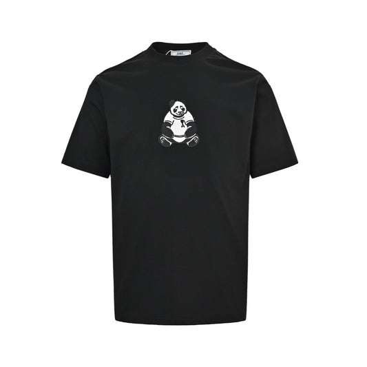 Ami Paris 26ss panda pattern embroidered short sleeves