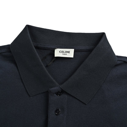 Celine Arc de Triomphe embroidered logo Polo short sleeves