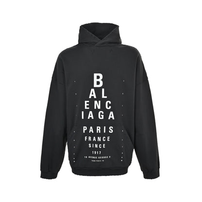Balenciaga letter print distressed hole hooded sweatshirt
