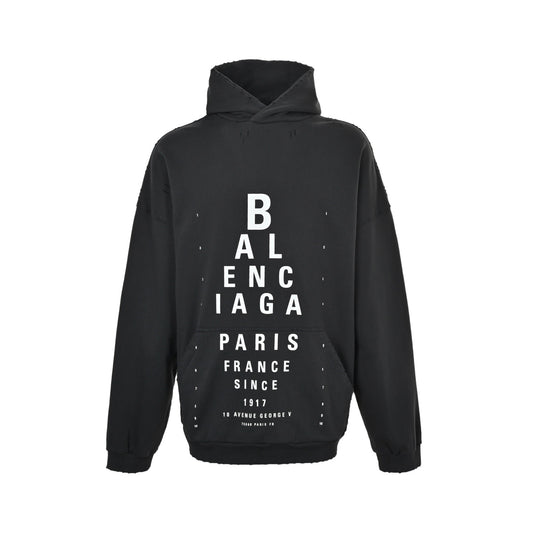 Balenciaga letter print distressed hole hooded sweatshirt
