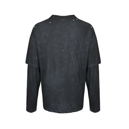 Acne Studios distressed sandblasted washed fake two-piece long-sleeved T-shirt