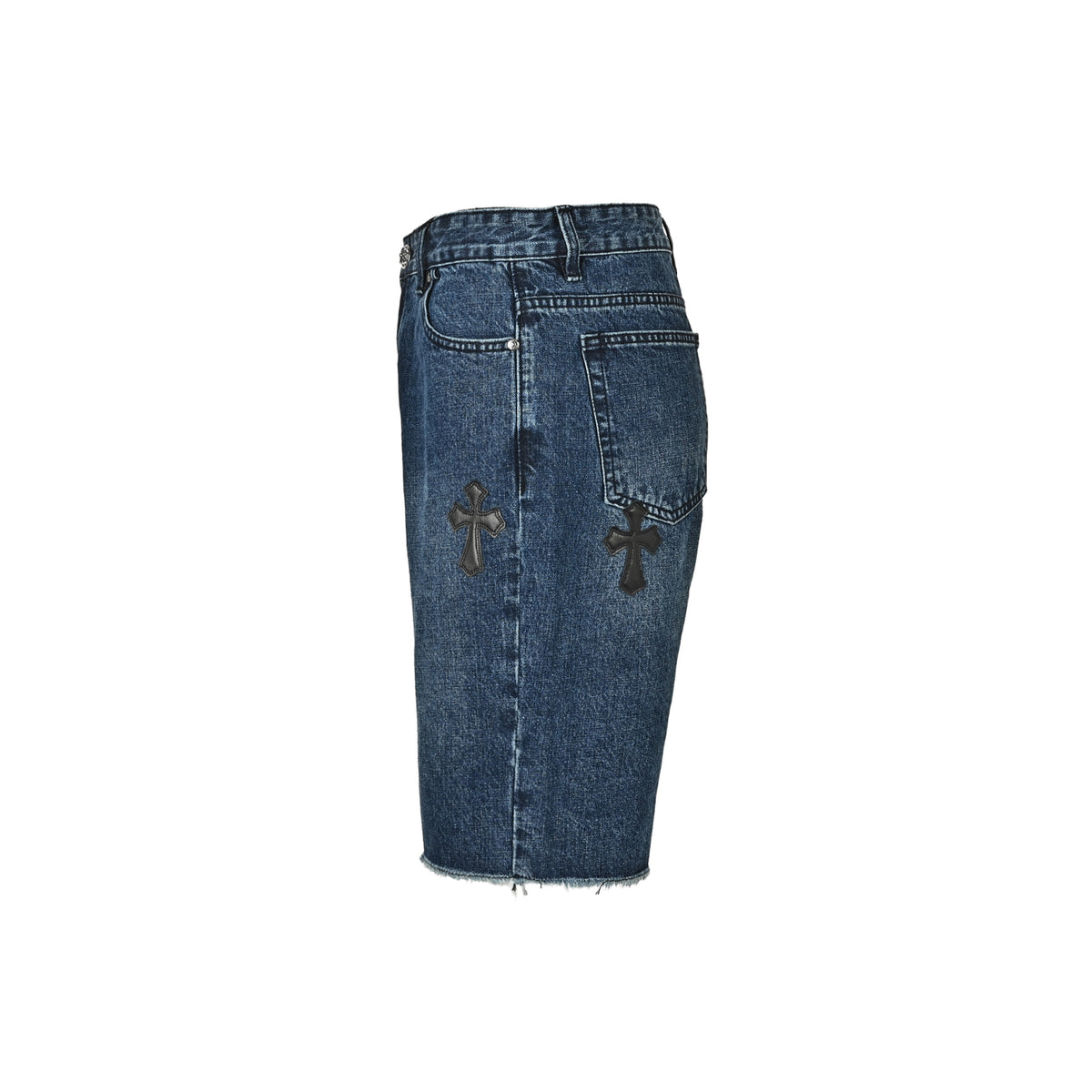 Chrome Hearts/Chrome Heart leather label cross denim shorts