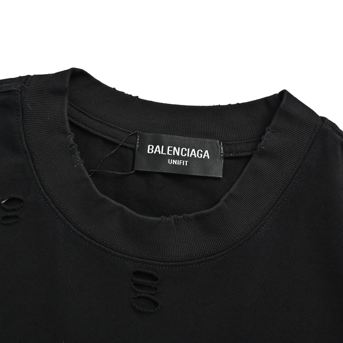 Balenciaga washed Eiffel Tower print destroyed round neck short sleeves