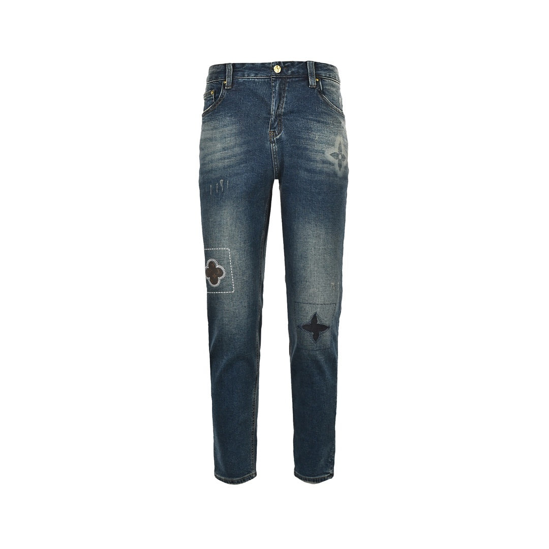 Louis Vuitton 23Fw embroidered patch jeans
