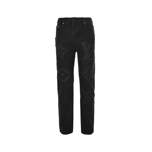 Louis Vuitton old flower print twill suit jeans
