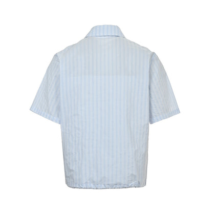 Dior 24ss small logo embroidered half-zip striped short-sleeved shirt