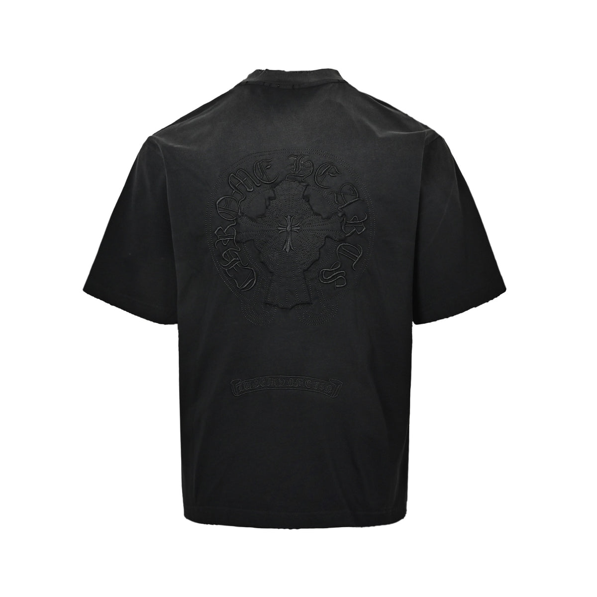 Chrome Hearts/Chrome Heart Heavy Dark Pattern Horseshoe Cross Patch Embroidered Short Sleeves