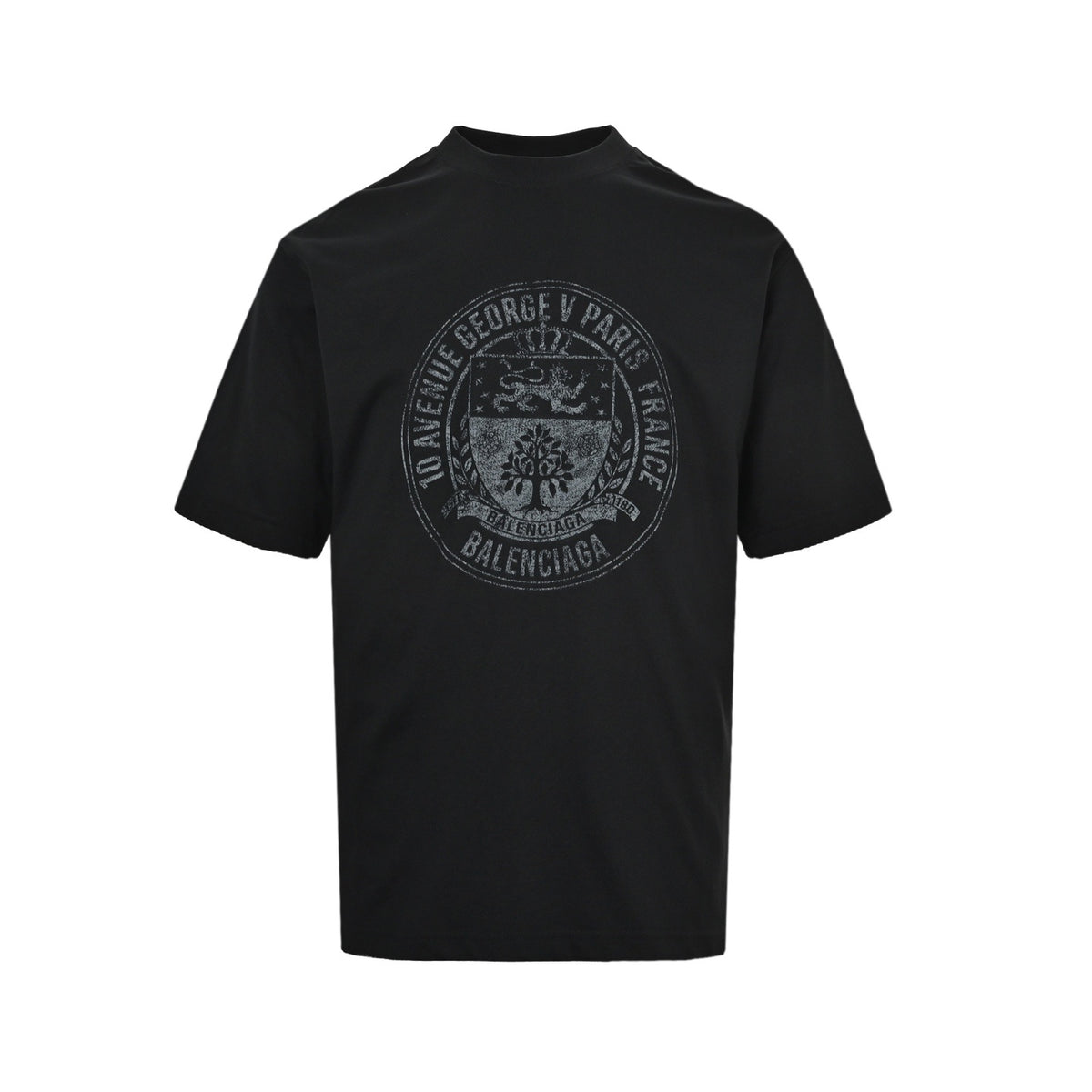 Balenciaga 26ss retro badge printed washed short-sleeve