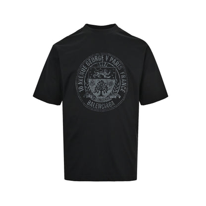 Balenciaga 26ss retro badge printed washed short-sleeve