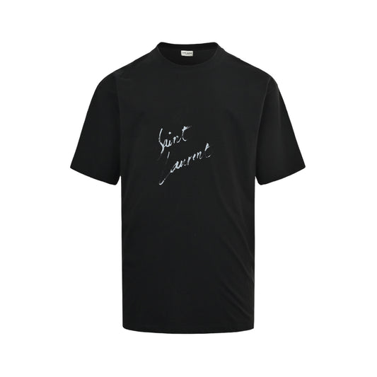 SAINT LAURENT colorful blur printed short sleeves