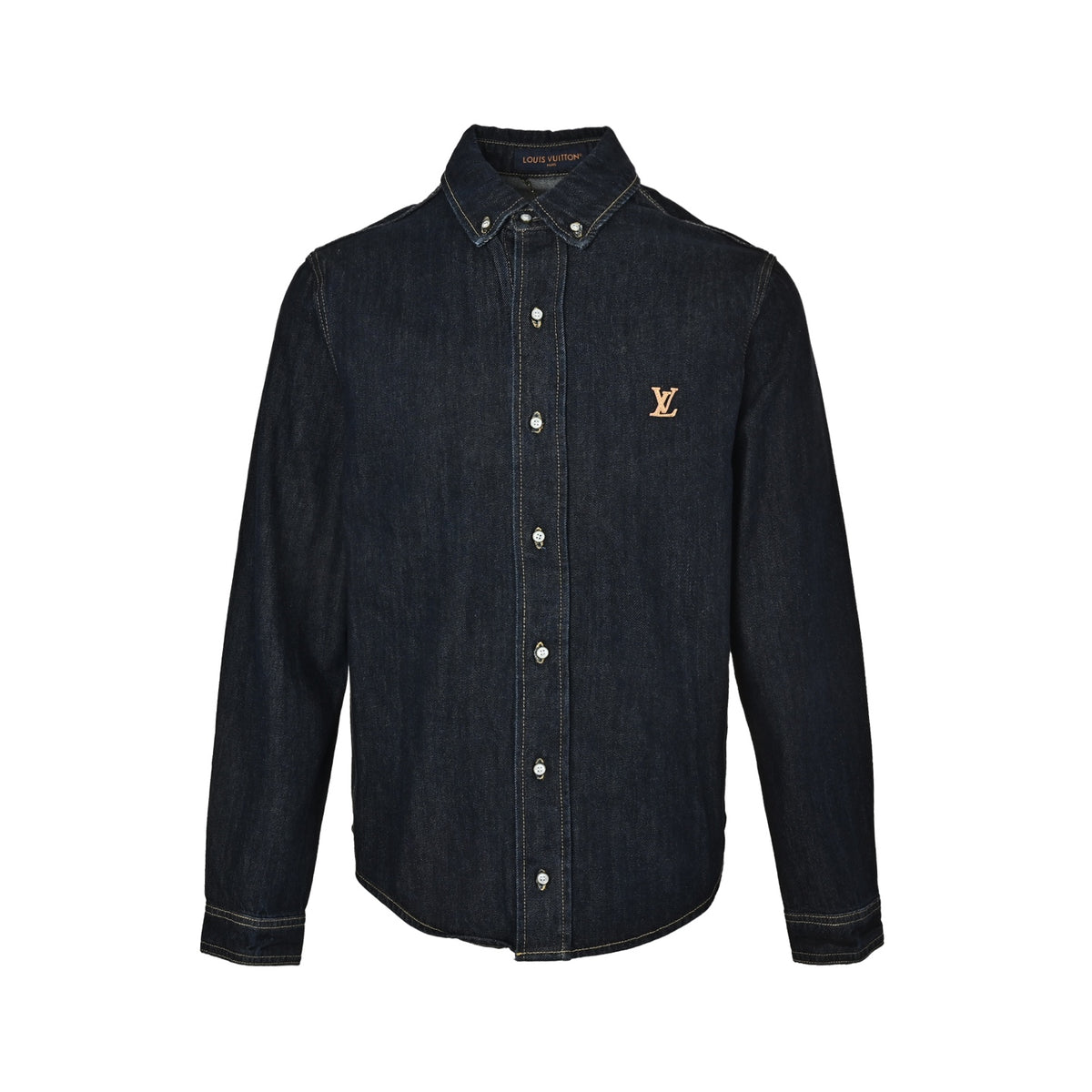 Louis Vuitton 26ss leather stamp logo denim shirt jacket