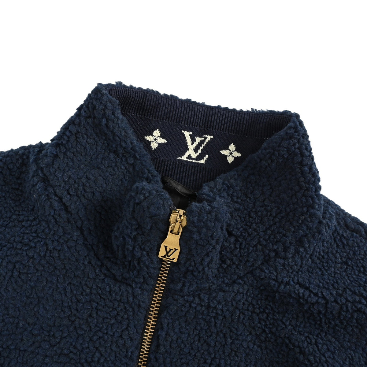 Louis Vuitton 24Fw leather sherpa stand collar jacket