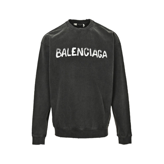 Balenciaga/Balanciaga 24Fw double B letter printed washed round neck sweatshirt