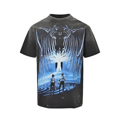 SAINT MICHAEL Giant Skeleton Staring Printed Short Sleeves
