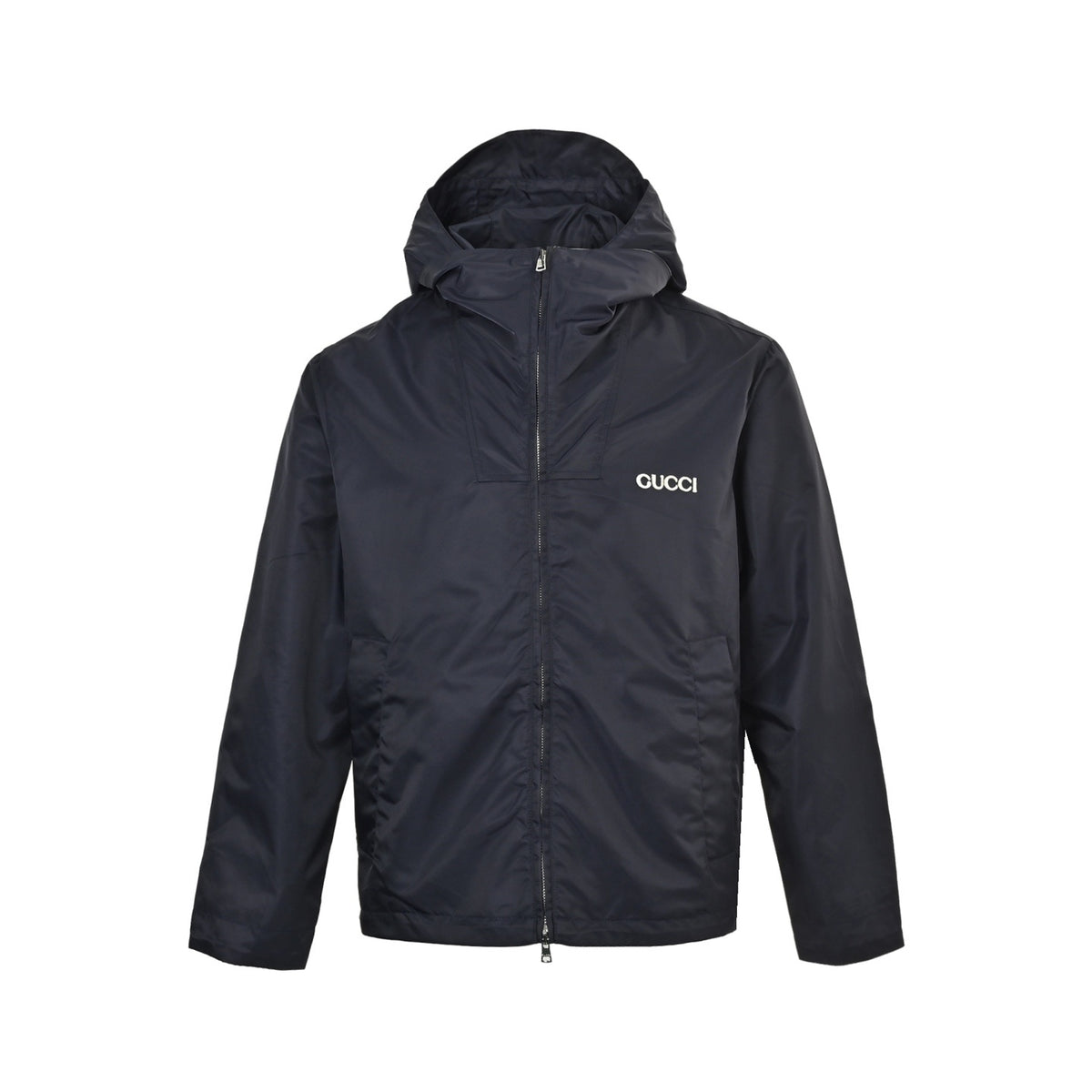 Gucci twill nylon windproof collar hooded jacket