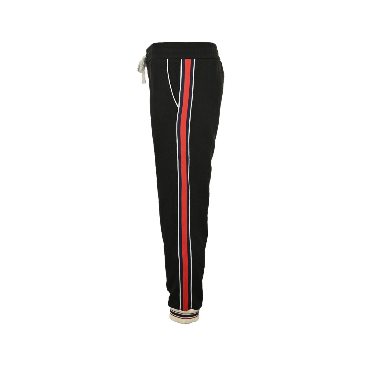 Gucci full double G jacquard red and green striped webbing suit trousers