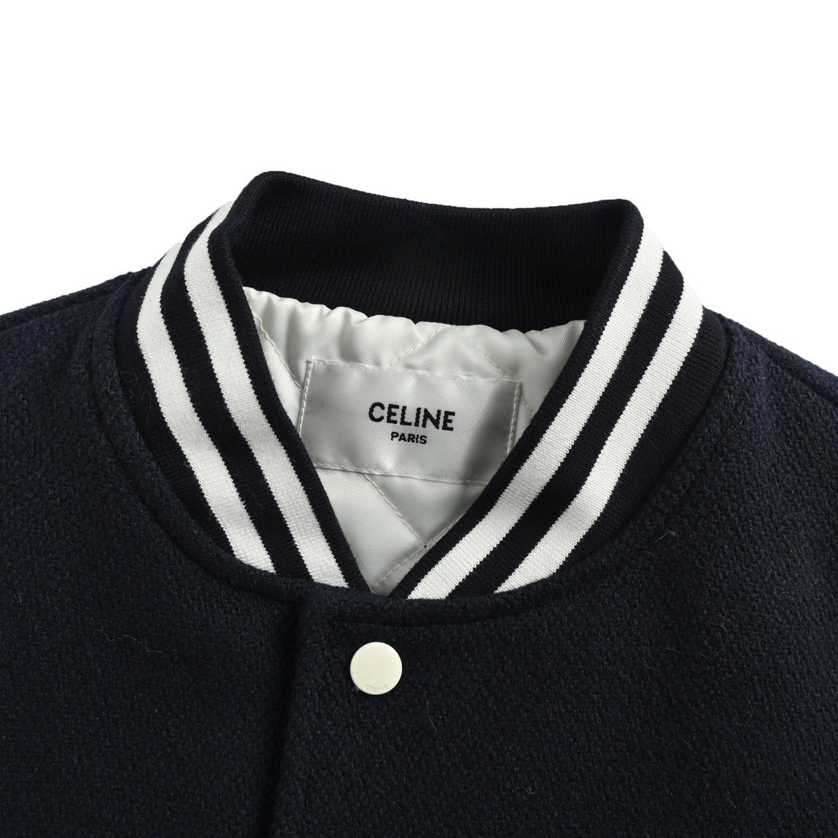Celine 25Fw leather logo baseball cotton jacket