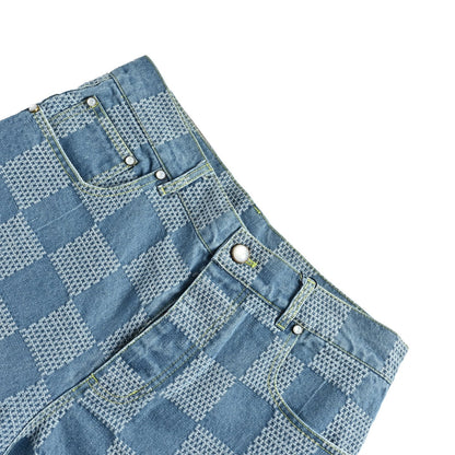 Louis Vuitton all-over checkerboard denim shorts