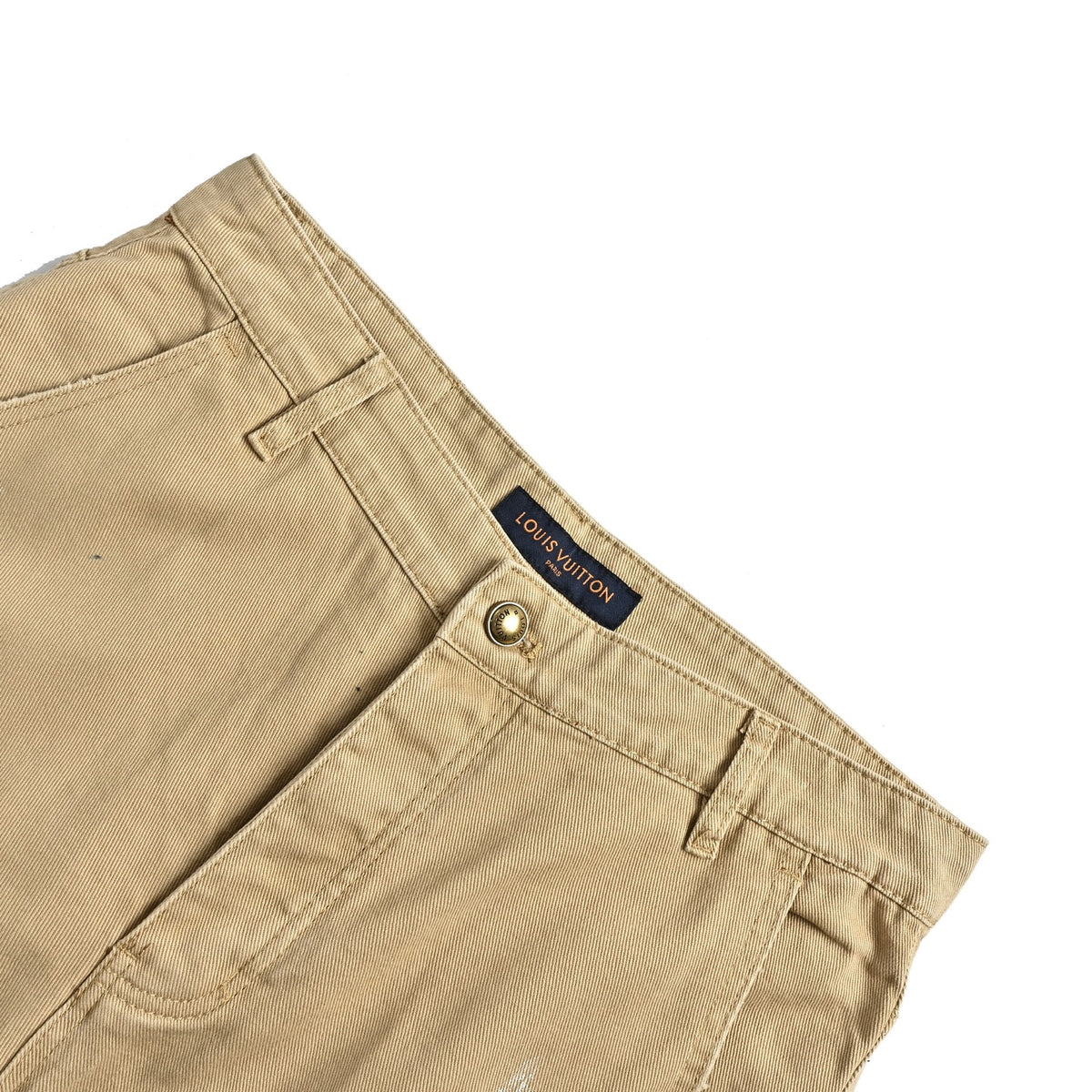 Louis Vuitton graffiti embroidered washed cargo denim shorts