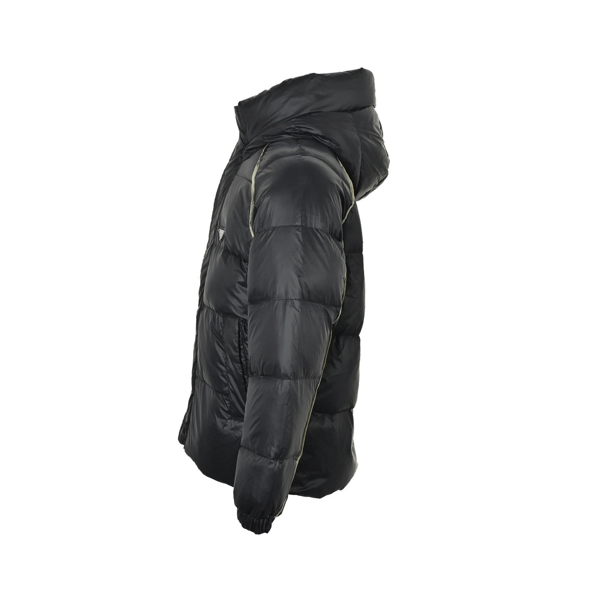 Prada metal triangle logo hooded down jacket