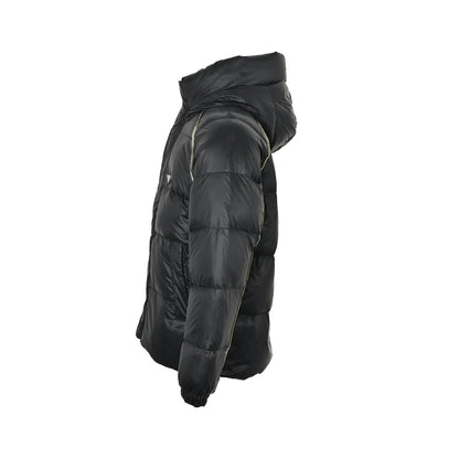 Prada metal triangle logo hooded down jacket