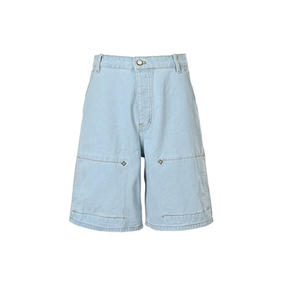 Louis Vuitton logo embroidered rivet five-point denim shorts