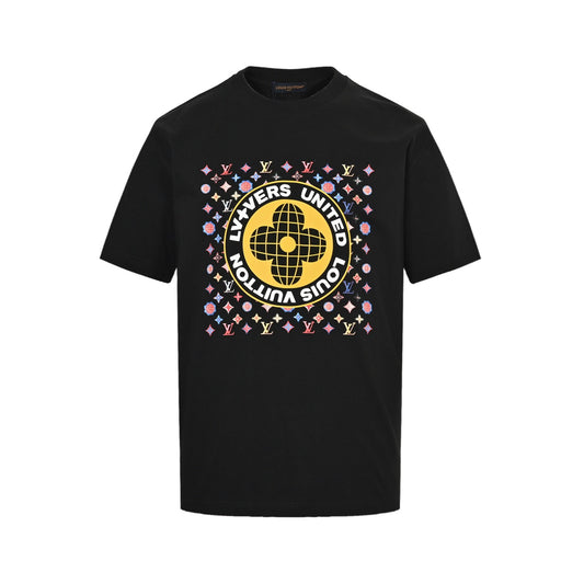 Louis Vuitton 25ss printed logo laminated letter short sleeves