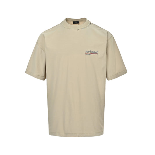 Balenciaga 25ss flip double-sided Coke embroidered short sleeves
