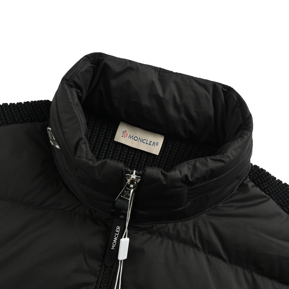 Moncler/Mask quilted knitted patchwork down jacket