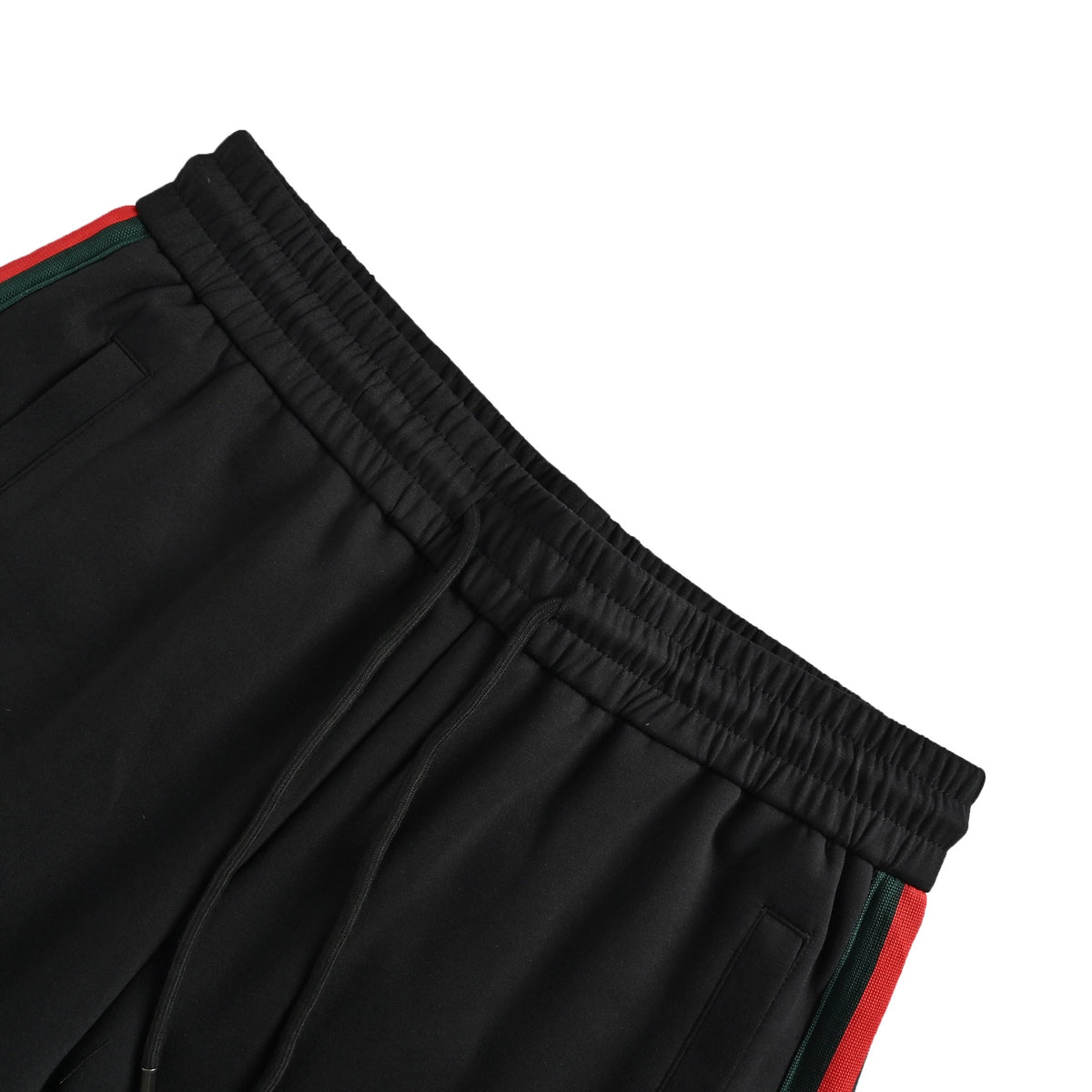 Gucci red and green webbing patch small logo embroidered shorts