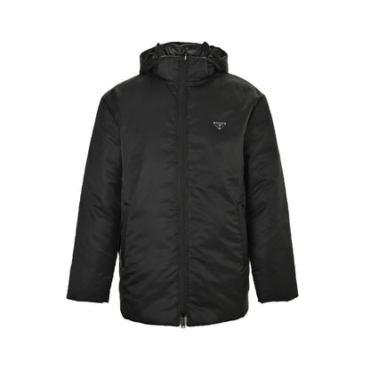 Prada triangle logo nylon bread double-sided hooded down jacket