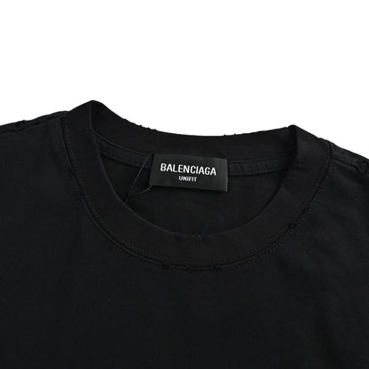 Balenciaga patchwork large logo embroidery round neck short sleeves