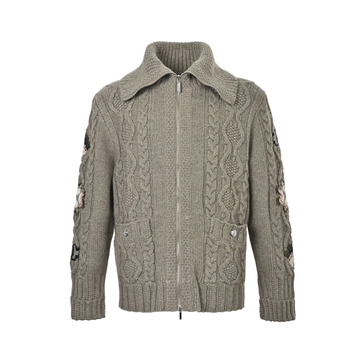CHANEL cable knit zipper jacket