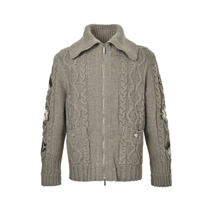 CHANEL cable knit zipper jacket