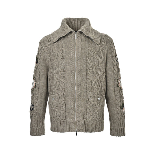 CHANEL cable knit zipper jacket