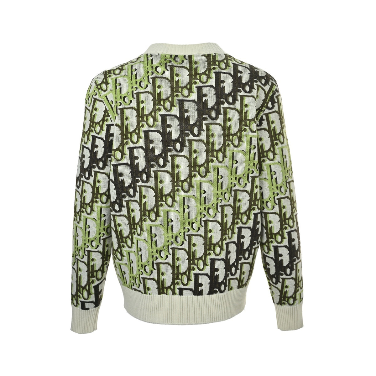 Dior fluorescent green jacquard crew neck knitted sweater