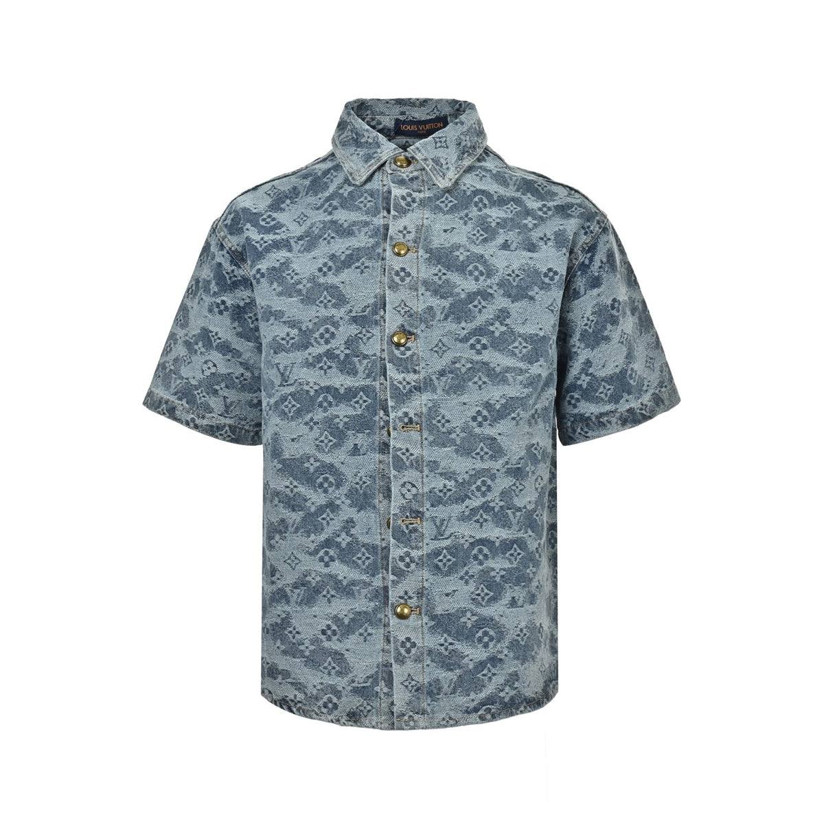 Louis Vuitton cloud old flower jacquard suit denim short-sleeved shirt