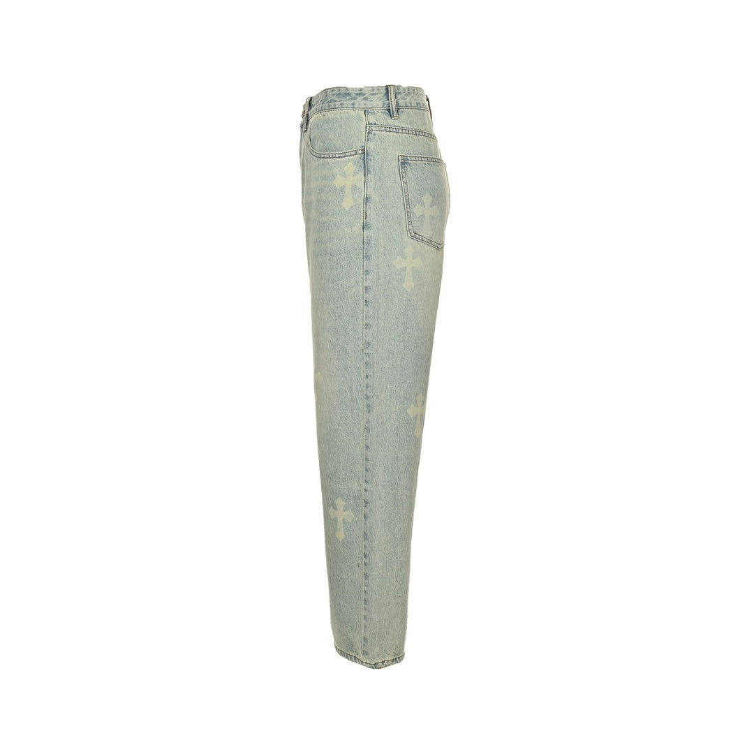 Chtome Heart/Cro Heart Classic White Cross Jeans