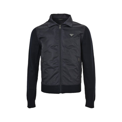 Prada 25Fw triangle logo nylon knitted patchwork jacket