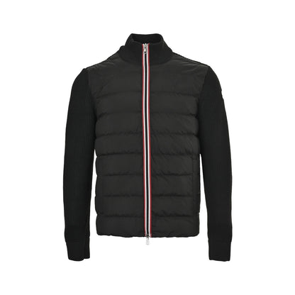 Moncler/hooded placket webbing knitted patchwork down jacket