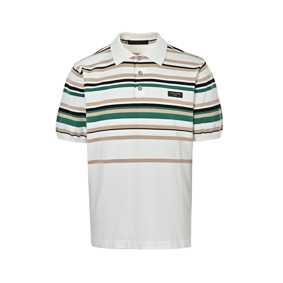 Louis Vuitton leather label striped Polo short sleeves